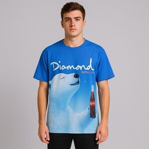 Diamond Supply Co. & Coca Cola Iconic Polar Bear Tee Skater Novelty Comfort M‎